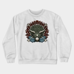 Illustration of furious triceratops Crewneck Sweatshirt